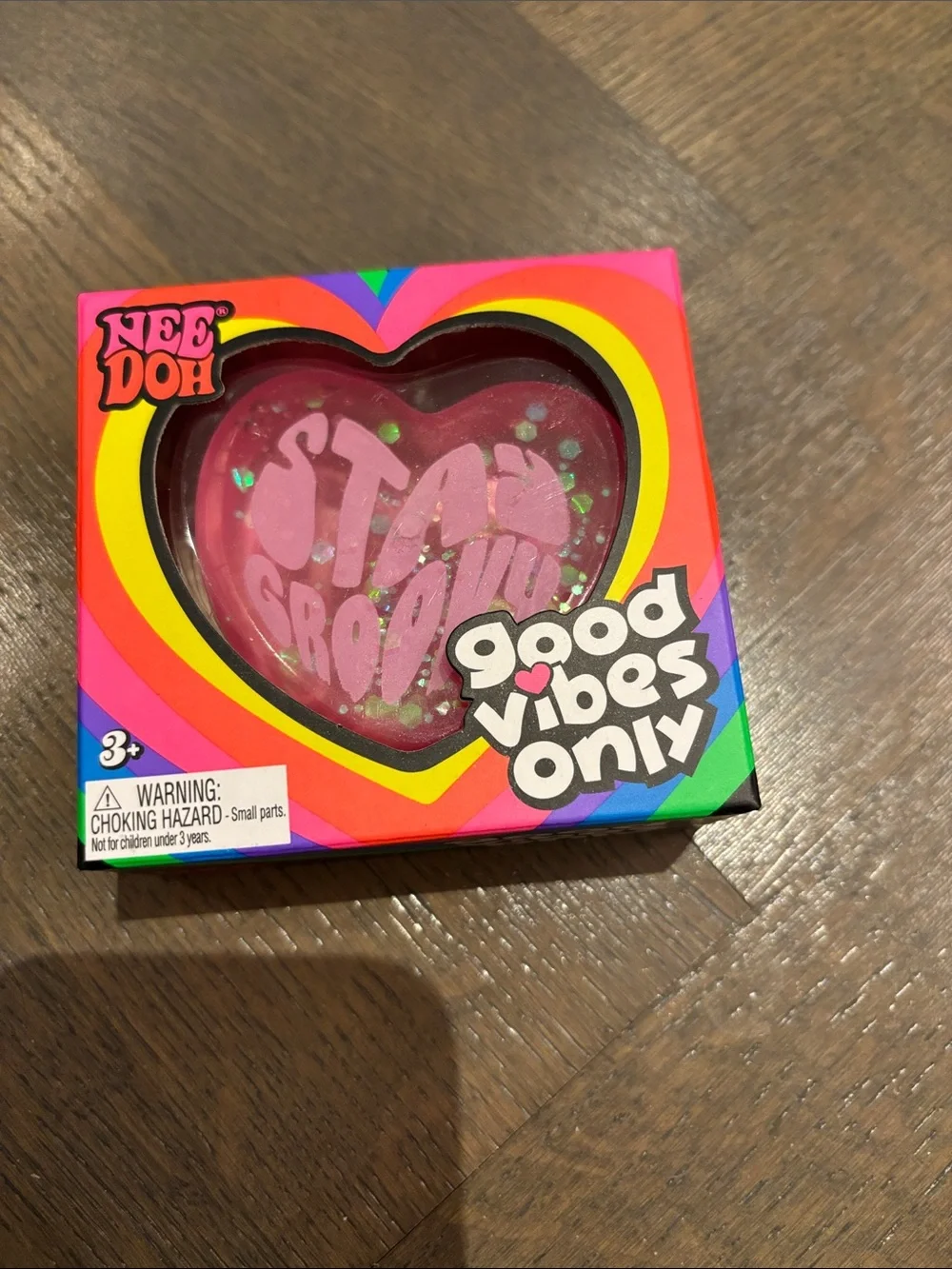 NeeDoh Heart Shaped Glitter Toy - pink glitter